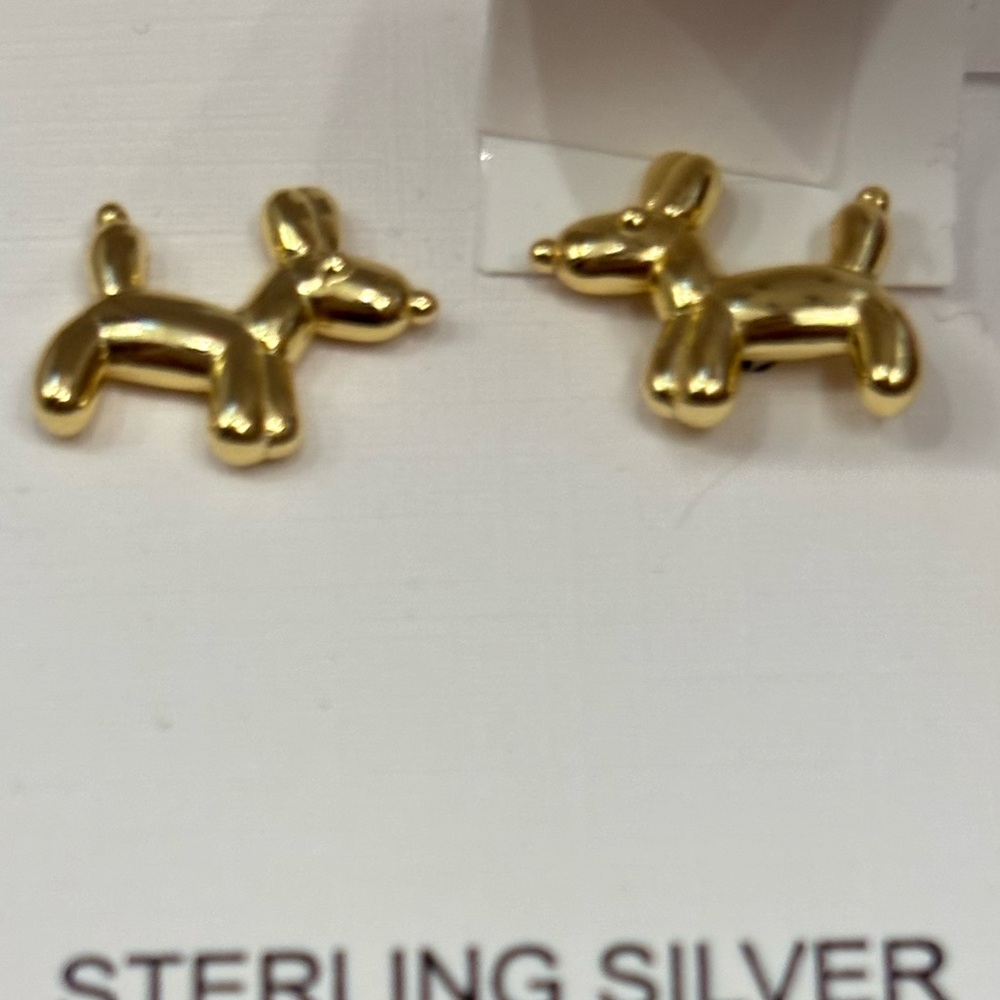 NIB Rachel Zoe Gold Balloon Dog Earrings